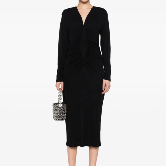 Diane von Furstenberg DVF Black Jersey Dress Midi Long Sleeve Size Medium NWT - Picture 1 of 16